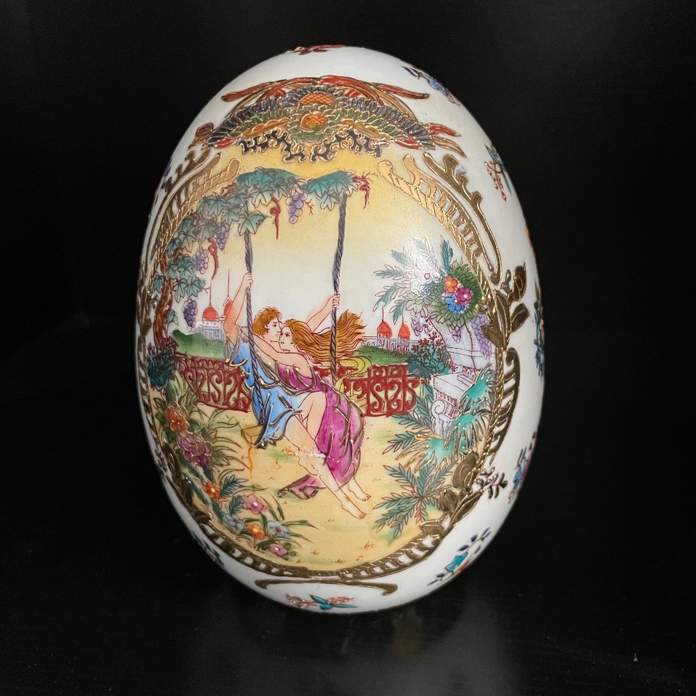 Vintage Fine Porcelain Hand Painted Egg